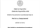 Lingvistička srida: predstavljanje rječnika prof. dr. sc. Dunje Jutronić